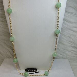 70s D'orlan Seafoam Green Glass Necklace 30"